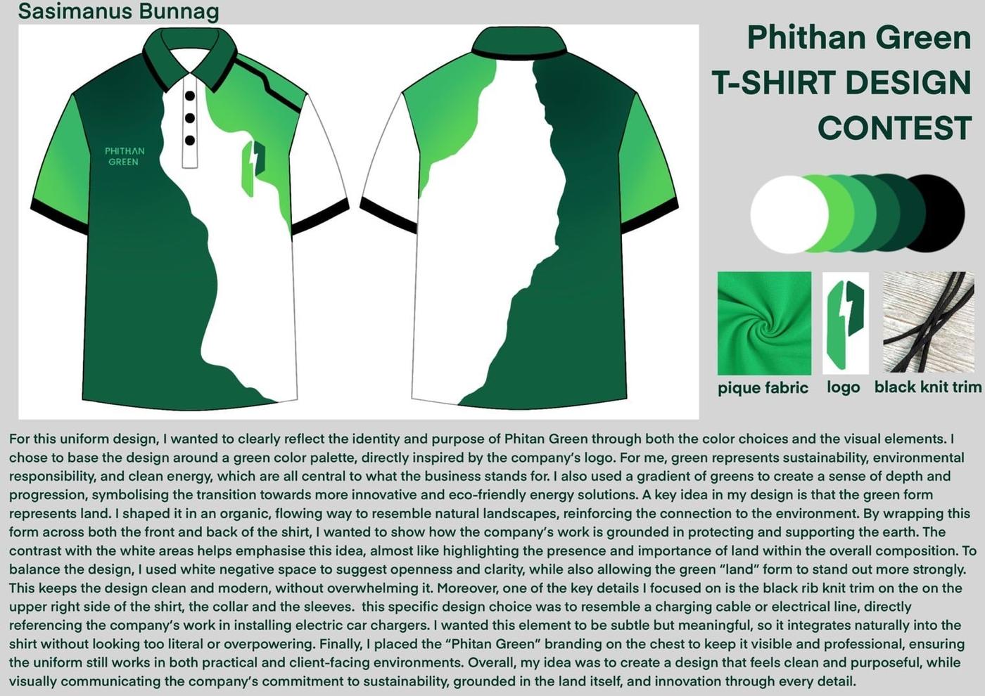 Mika's winning Phithan Green T-shirt design sheet