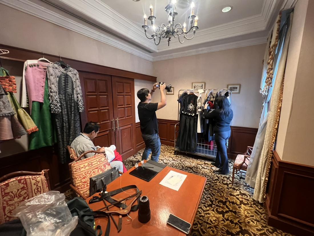 The team at work in the studio during the collection shoot
