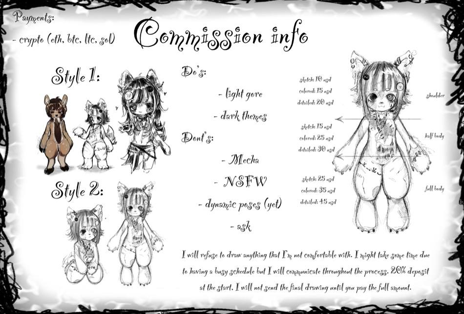 Commission info sheet — anthropomorphic character art