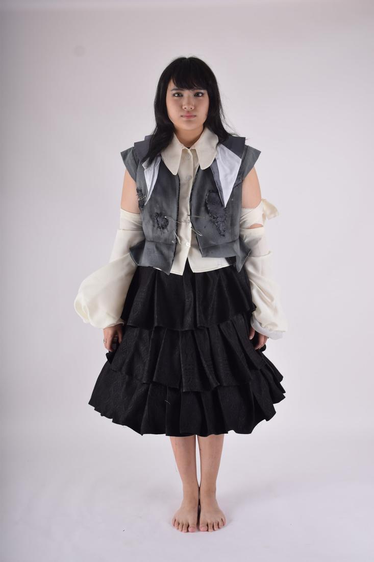 Mika wearing the finished Thai Traditional x Avant-Garde outfit
